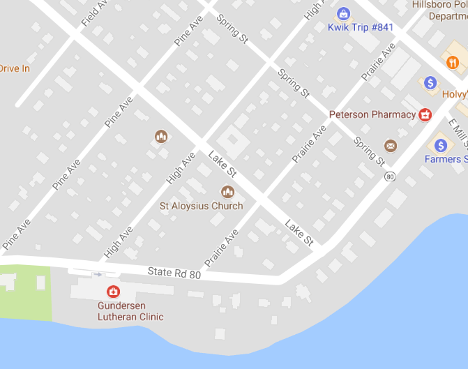 Screenshot of Google Maps map